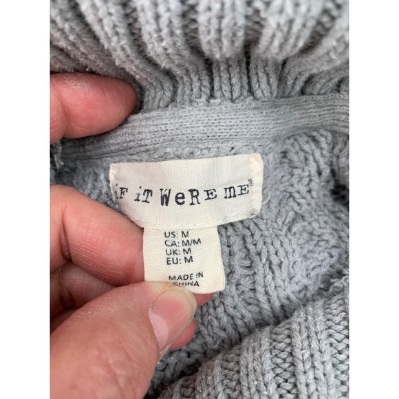 If It Were Me Gray Womans Medium Cable Knit Crowl Neck Sweater - Picture 6 of 8
